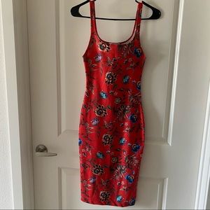Zara red floral bodycon dress